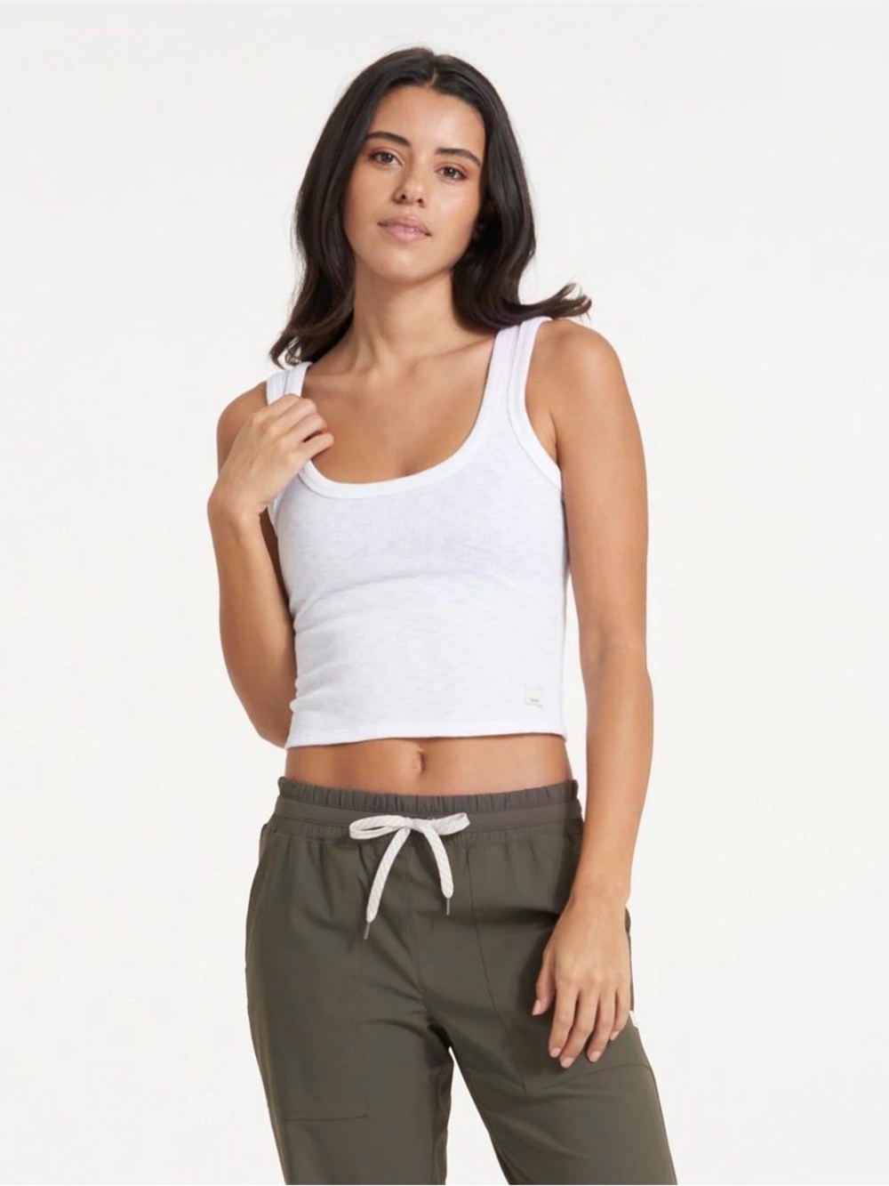 Vuori Sunrise Crop Tank in White Size S